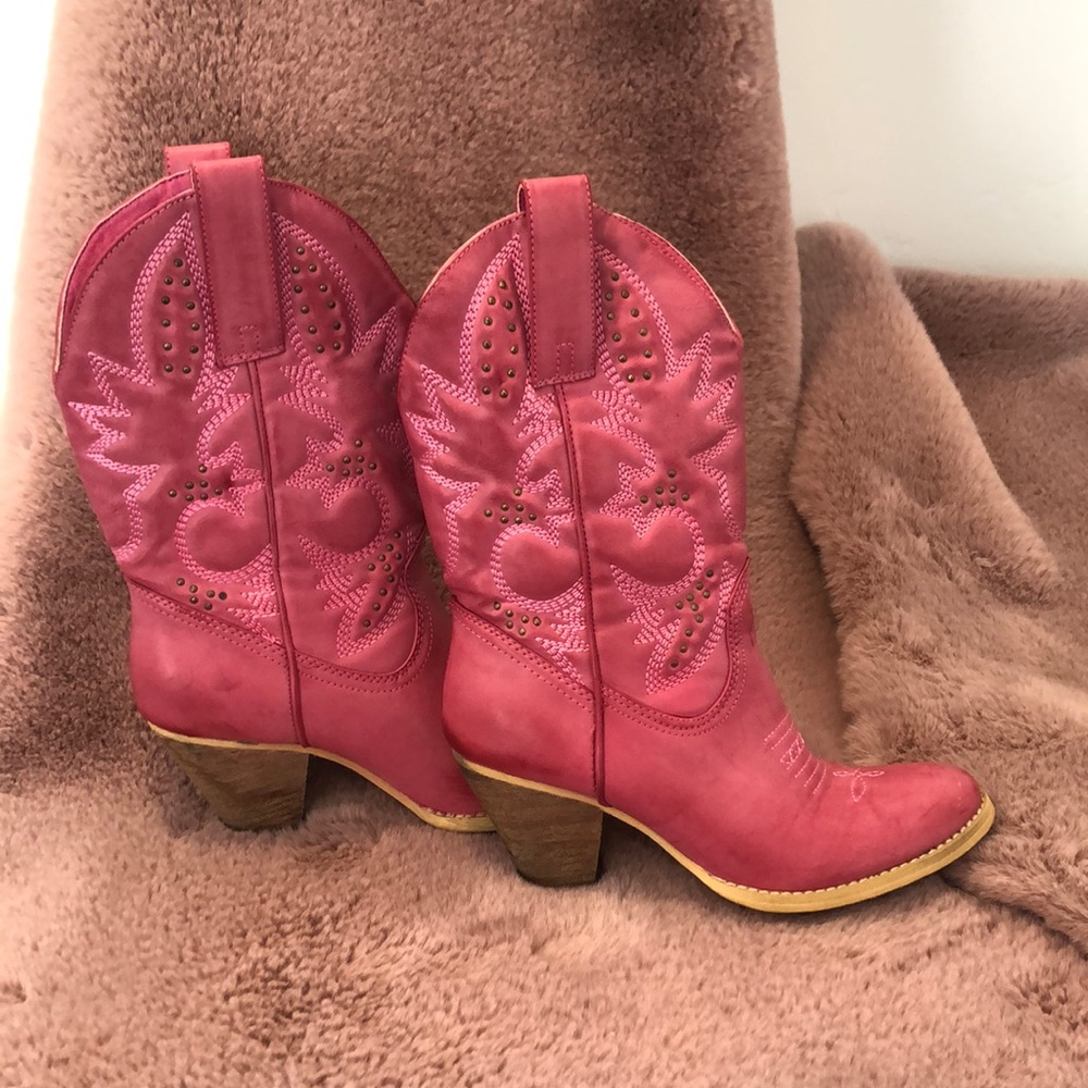 Very Volatile Pink Cowgirl Boots High Heel